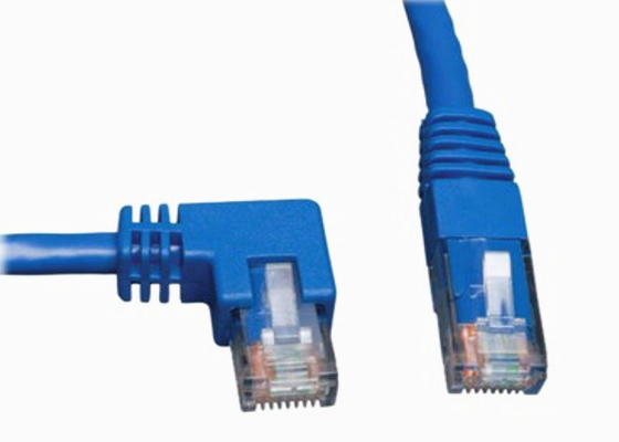 China Ethernet Lan Patch Cord Network Data Cable / Right Angle Cat6 Cable Blue Color supplier